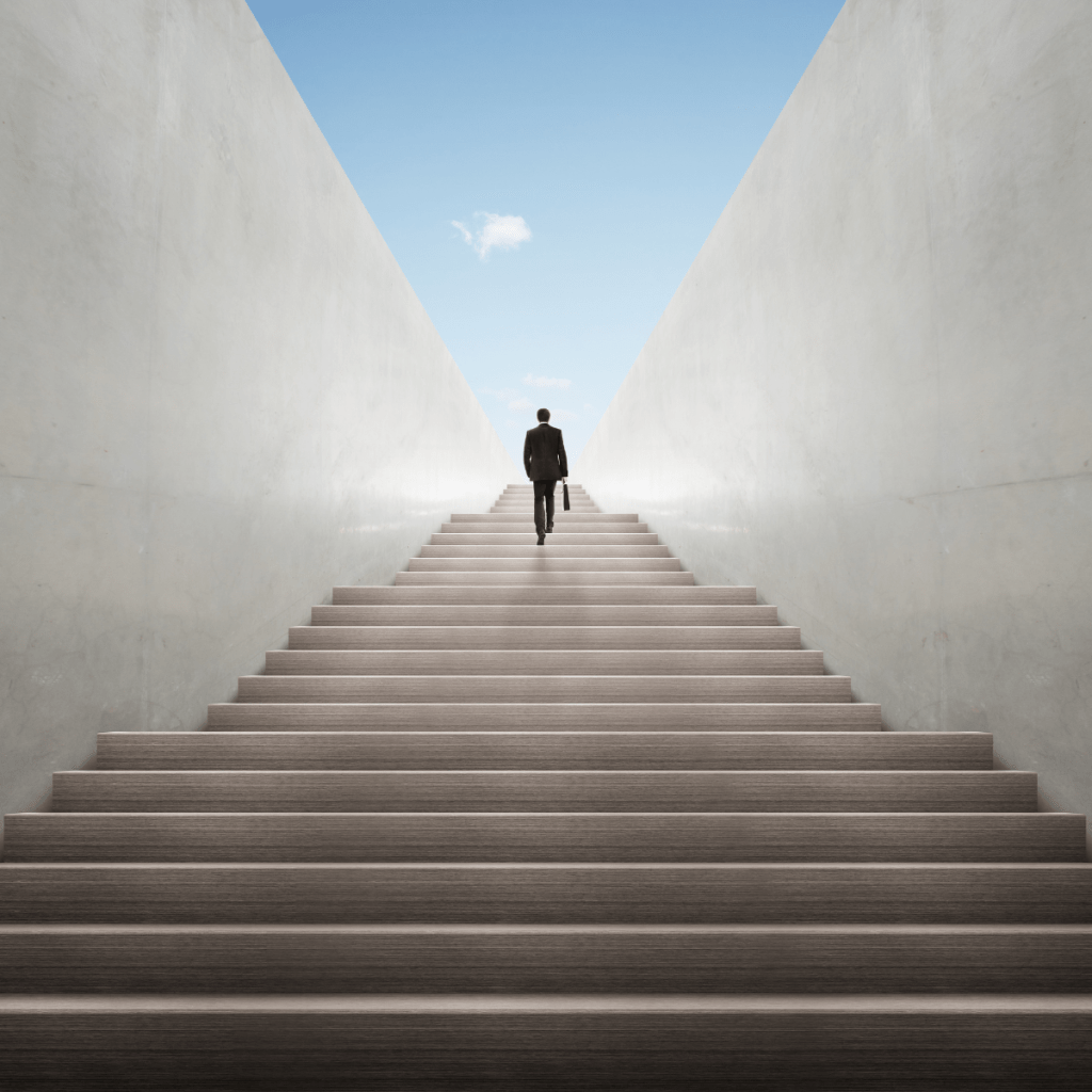 Man climbing stairs
